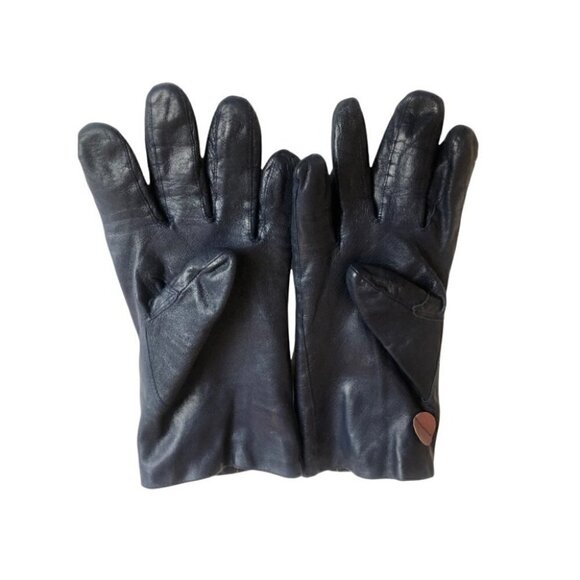 Women’s Navy Hugo Boss Leather Gloves Sz.L - Picture 2 of 7